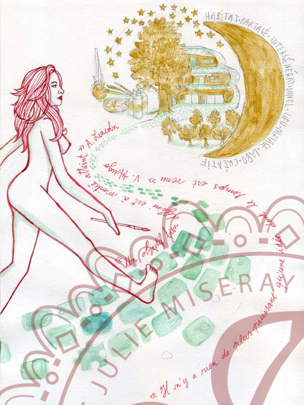 Julie Miseray
Triptyque illustration. Partie 3. Femme marchant vers son projet de vie.